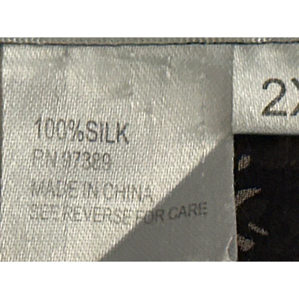 WinterSilks Size 2X Vintage Black Silk Top Sheer Abstract Print Euro Streetcore - Picture 8 of 9